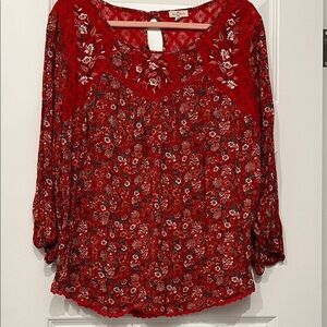 Chic Mason & Belle Red Floral Blouse